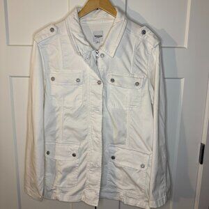 Kensie Jeans Women's White Utility Cargo Jacket Military Style Cotton Size XL